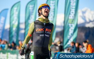 Jeroen Janissen kwam uiteindelijk het beste over het dooi-ijs van de Weissensee. De Aart Koopmans Memorial is voor hem. foto: schaatspeloton.nl